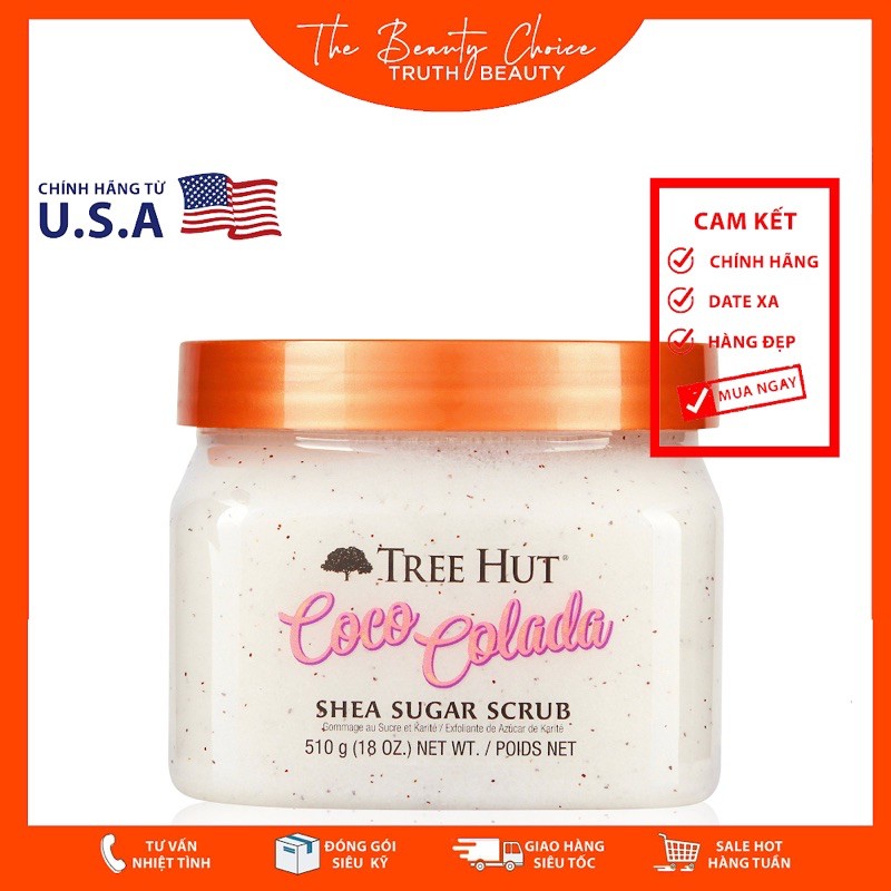 Tẩy Tế Bào Chết Body Tree Hut Shea Sugar Scrub - Coco Colada (510g)