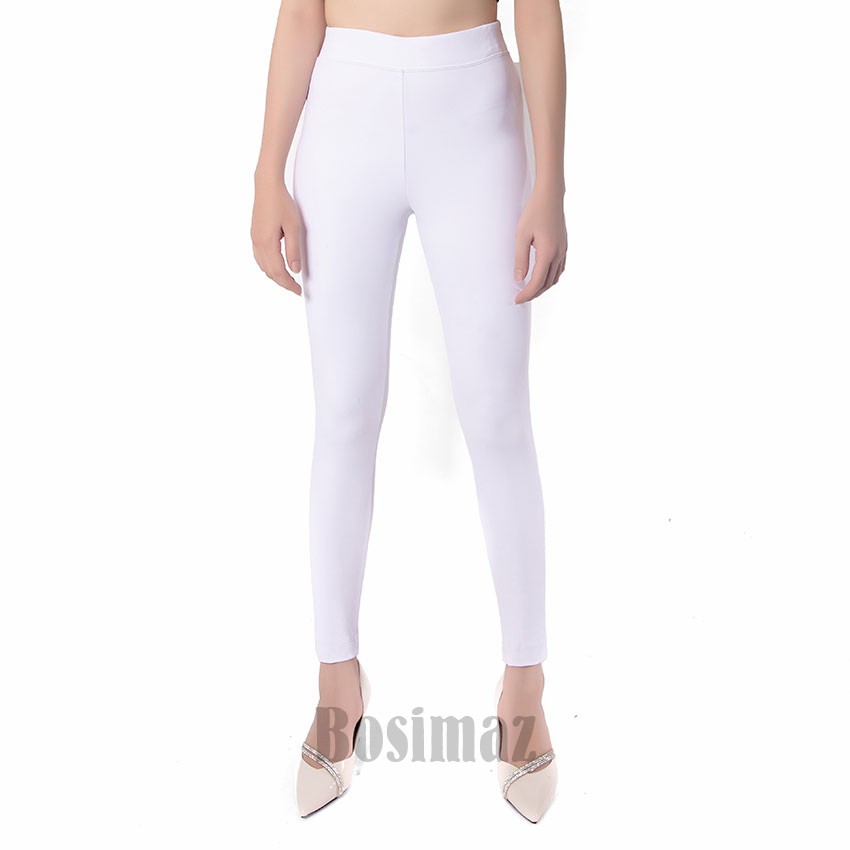 Quần Legging Nữ Bosimaz MS012 dài không túi màu trắng cao cấp, thun co giãn 4 chiều, vải đẹp dày, thoáng mát.