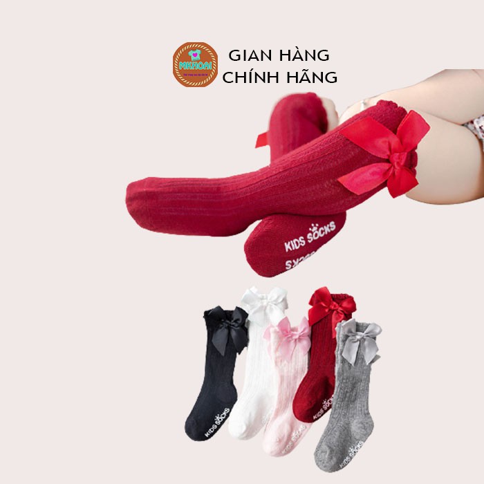 Tất vớ đính nơ giành cho gái 5 màu sắc | Tất bé gái Mkhoaishop