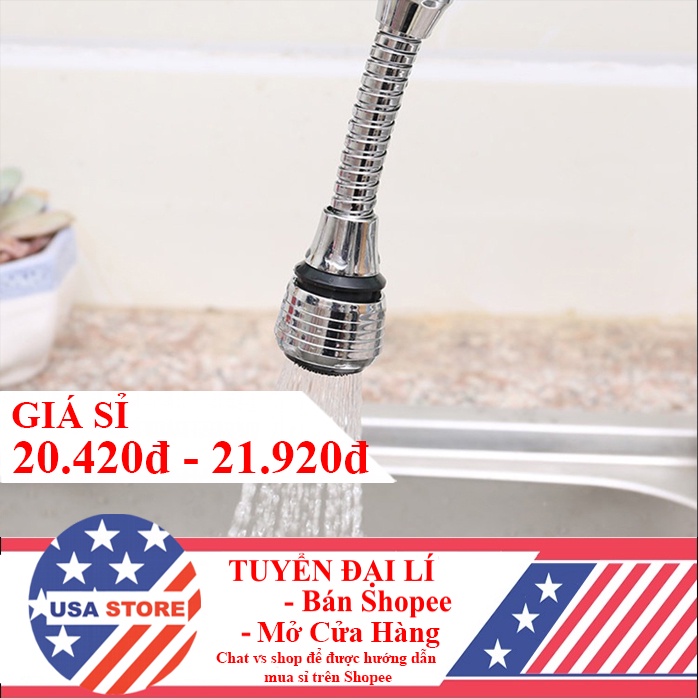 Đầu Vòi Rửa Inox V9 Kiểu Dài - Điều Hướng 360 Độ - 2 Chế Độ Nước