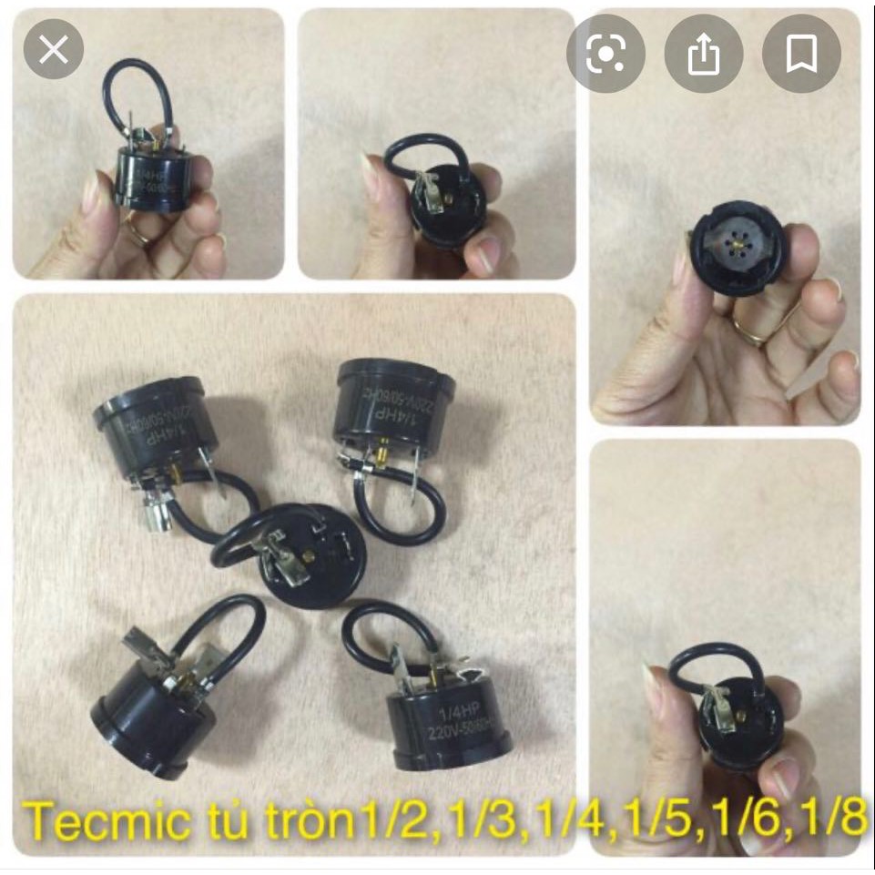Combo 3 Rơ le Tecmic Block Tủ Lạnh - Relay Tecmit bảo vệ máy nén - Termit Termic Loại Tròn 1/2, 1/3, 1/4, 1/5, 1/6, 1/8