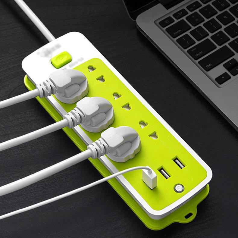 Ổ cắm điện đa năng có cổng USB, Ổ cắm điện đa năng thông minh kèm 3 cổng sạc USB tiêu chuẩn, dây nối dài 1.8m