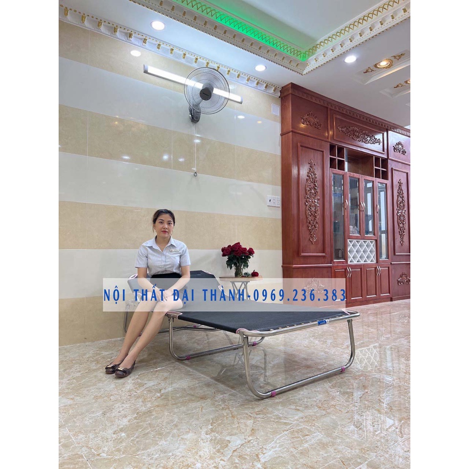 Giường xếp lưới khung inox cỡ đại - Free ship nội thành Sài Gòn