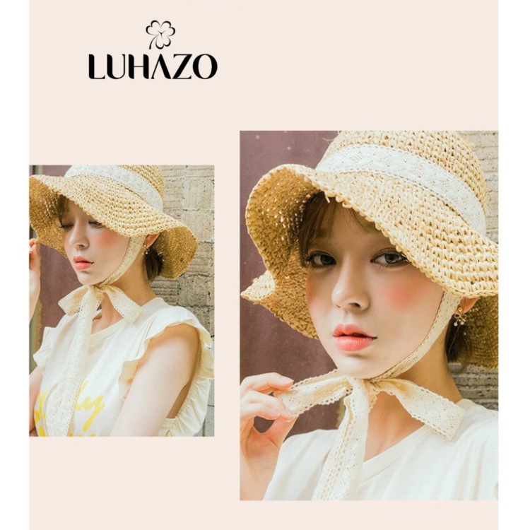 Nón Cói Đi Biển Nữ LUHAZO đi chơi vành rộng chống nắng Tiểu Thư Mẫu Mới thắt nơ 2022 Quảng Châu K3T5