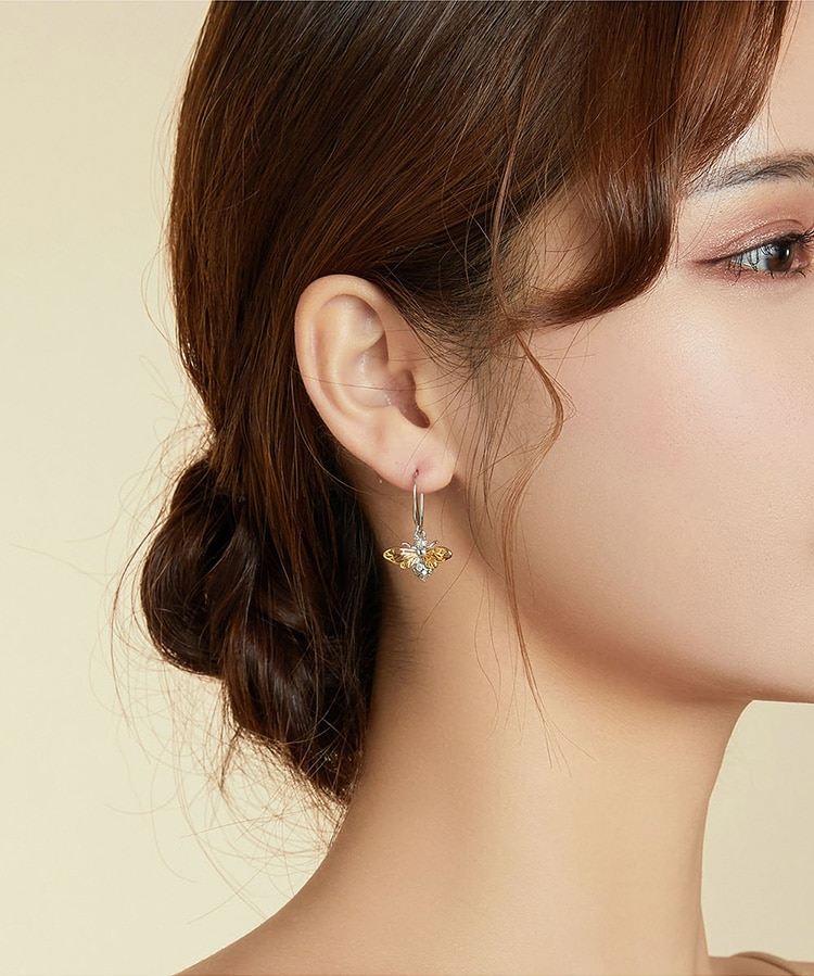 Khuyên Tai Bạc 925 Bamoer BSE452 Hình Con Ong Cho Nữ