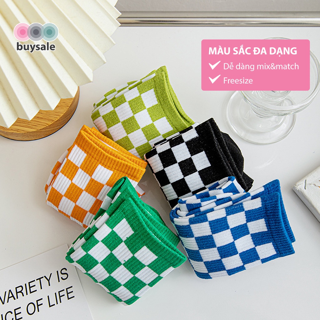 Vớ len thu đông họa tiết phong cách retro caro hình thoi phong cách cổ điển đơn giản tông màu ấm áp - BuySales - BSPK244