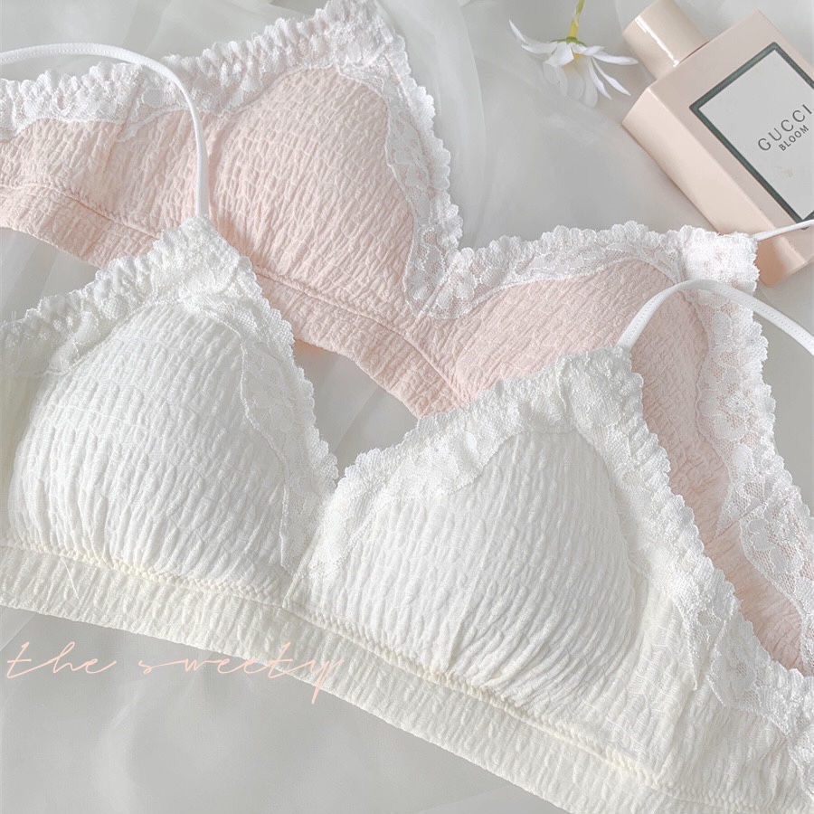 Jiashucheng Áo Ngực Tam Giác Nhỏ Màu Trơn Mỏng Không Gọng Thép Không Gọng Thép Màu Trơn Phong Cách Mới Cho Nữ Sinh