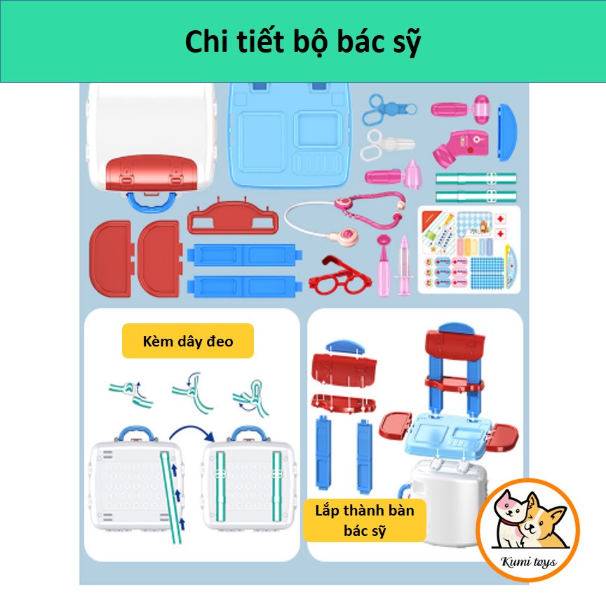 Bộ Đồ Chơi Nấu Ăn, Trang Điểm, Bác Sỹ Cho Bé Gái Có Quà Tặng Kèm Kumi toys