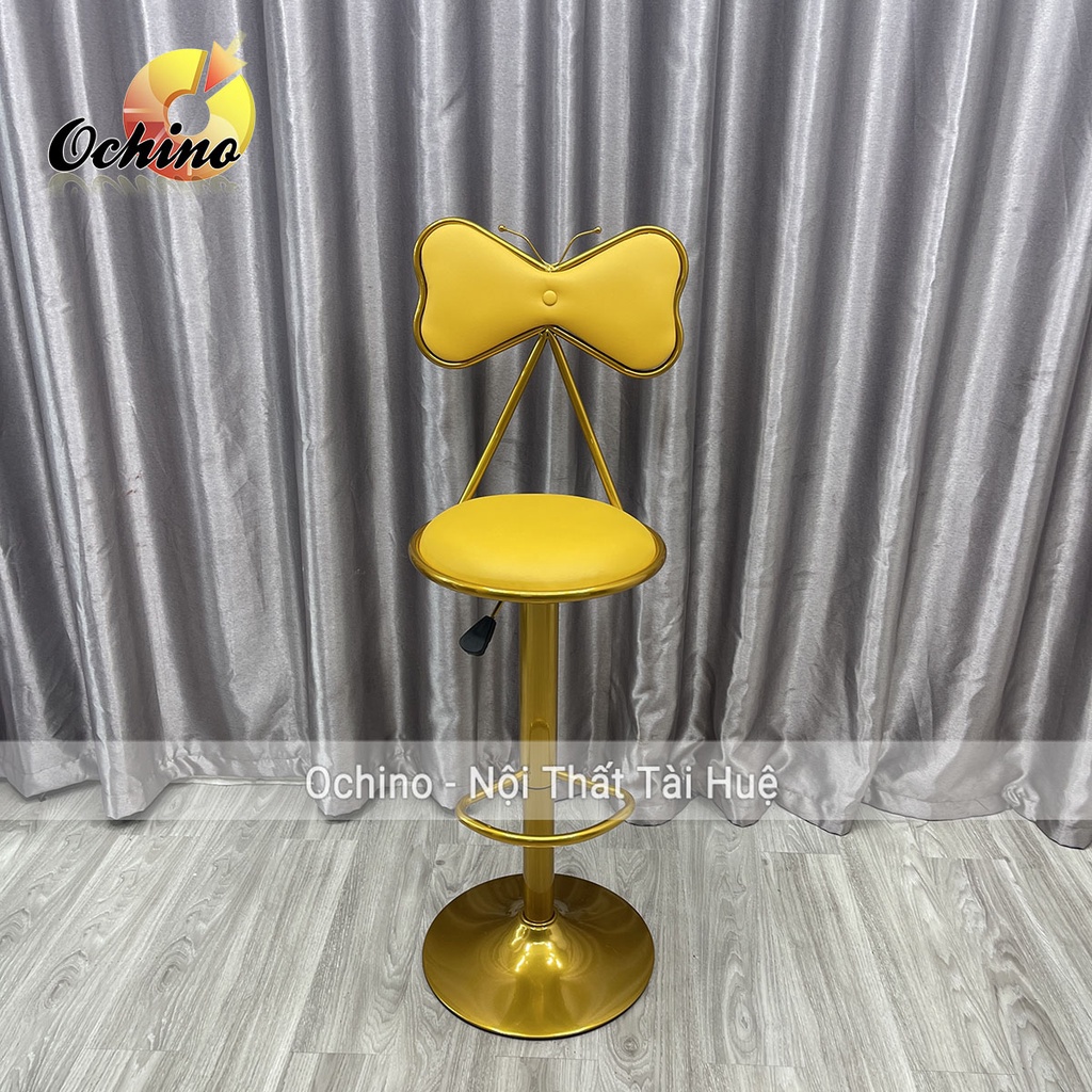 Ghế Makeup, Ghế Bar Có Tựa Nơ Chân Vàng K1 Sang Chảnh Mẫu Mới Phong Cách Hiện Đại (Có Sẵn)