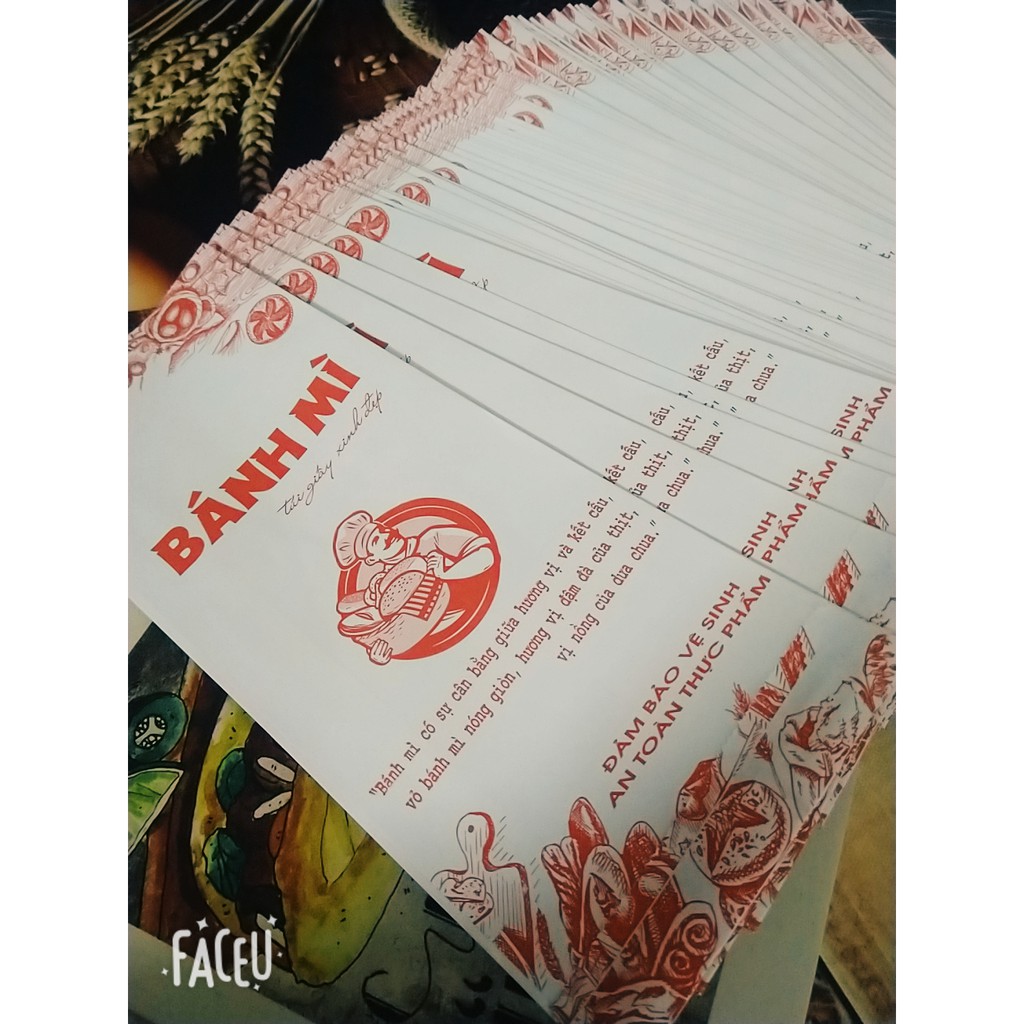 100 Túi Giấy Đựng Bánh Mì Thịt Họa Tiết Đỏ Size 24x10x4cm (Giấy Thực Phẩm Kraft) | BigBuy360 - bigbuy360.vn