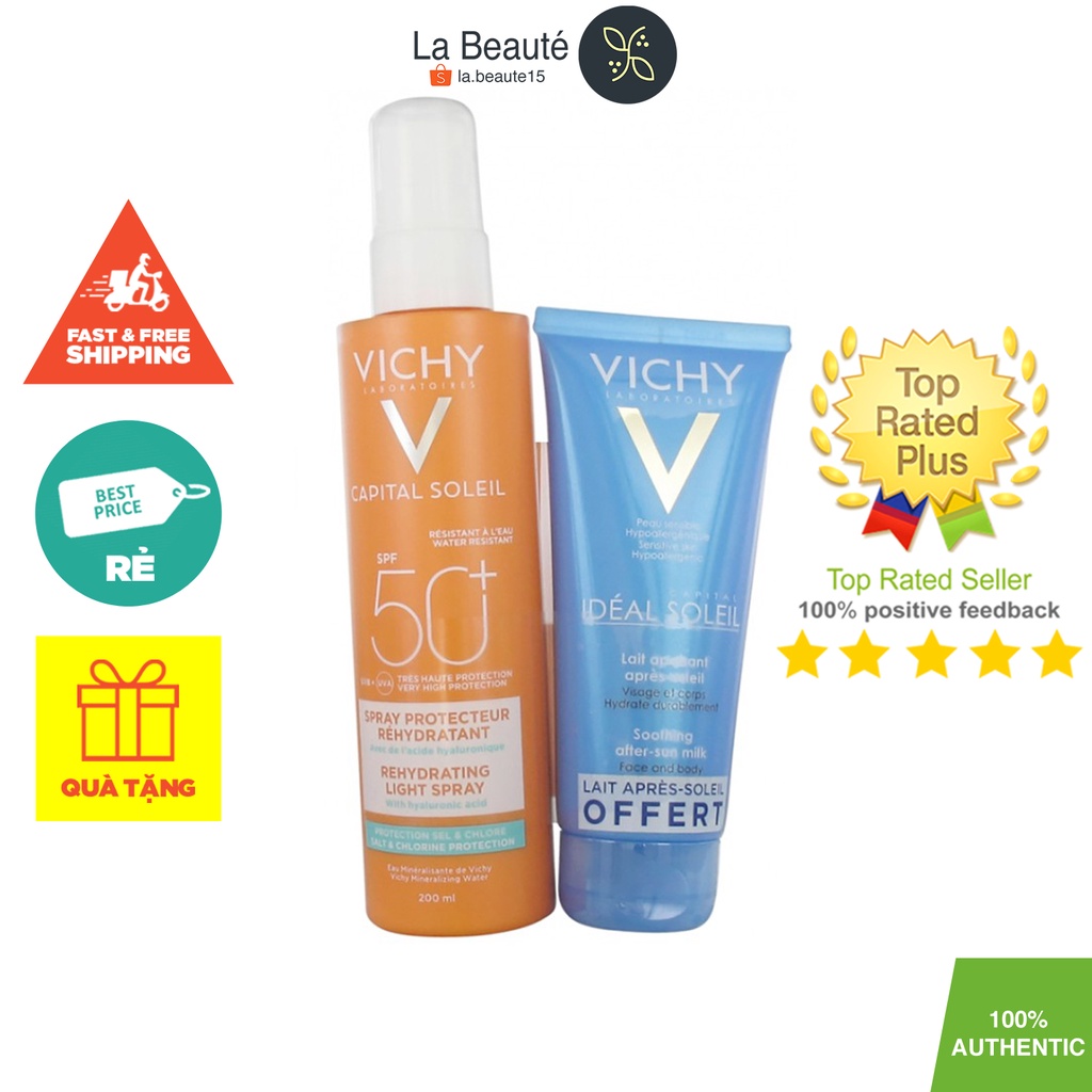 Kem Chống Nắng Tặng Kem Nhả Nắng Vichy - Vichy Capital Soleil Beach Protect Anti-Dehydration Spray SPF50 (200ml)