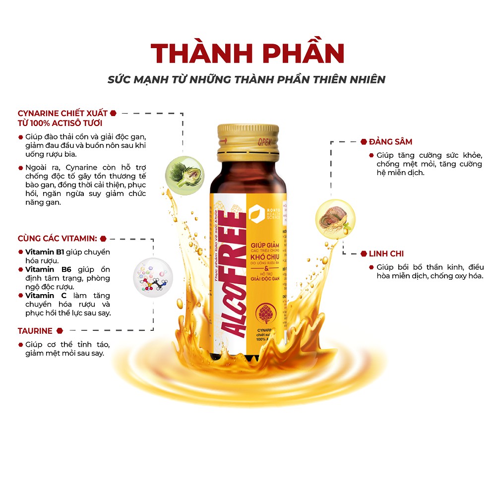 Thực phẩm chức năng mát gan giải rượu AlcoFree hộp 10 chai x 50ml | BigBuy360 - bigbuy360.vn