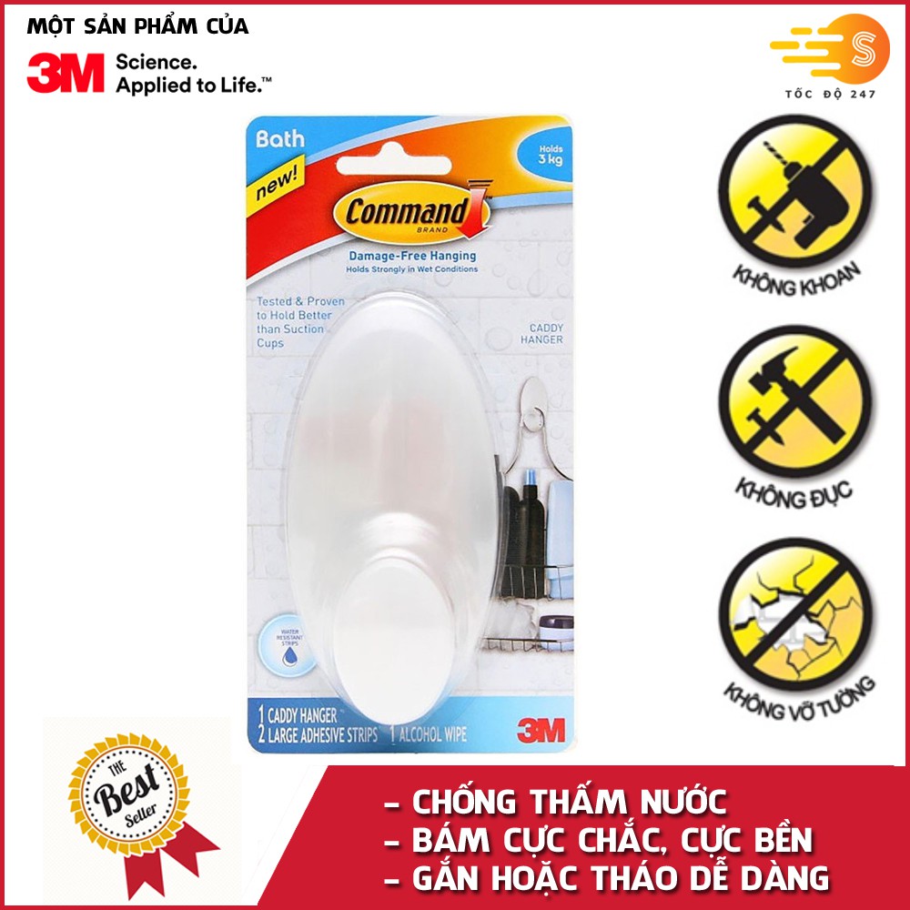 Móc treo đồ dán tường cường lực siêu dính chống thấm nước 3kg Command 3M Bath19