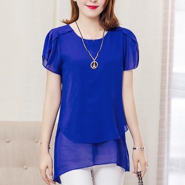 Áo chiffon Tay Ngắn Màu Trơn Thời Trang Cho Nữ