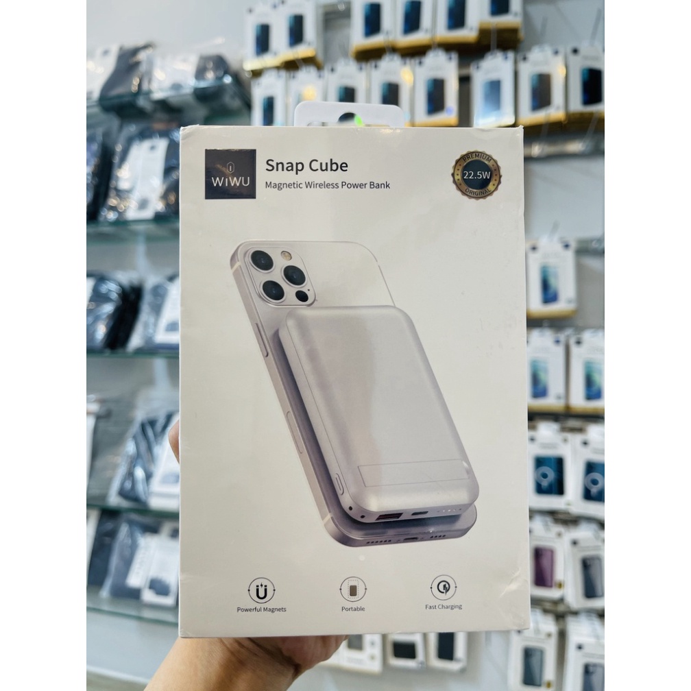 Sạc Nhanh Không Dây Wiwu Snap Cube Dành Cho Iphone 12, Iphone 13 - Hàng Chính Hãng - Trắng