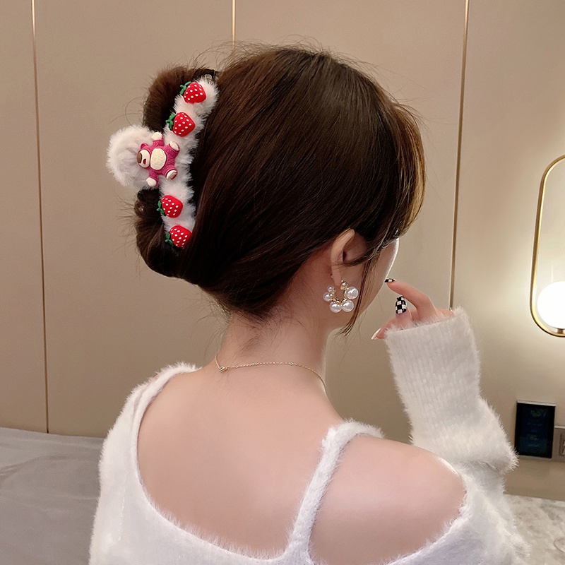 Kẹp Tóc Phủ Lông Hình Trái Tim Dễ Thương Phong Cách Hàn Quốc Thời Trang Thu Đông Dành Cho Nữ