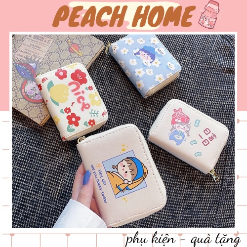 Ví Da PU Mini Cầm Tay Họa Tiết Cô Gái Nhật Bản Xinh Xắn Nhiều Ngăn Có Khóa Kéo Bóp Nữ Cute Hot Trend Dễ Thương 10 Ngăn