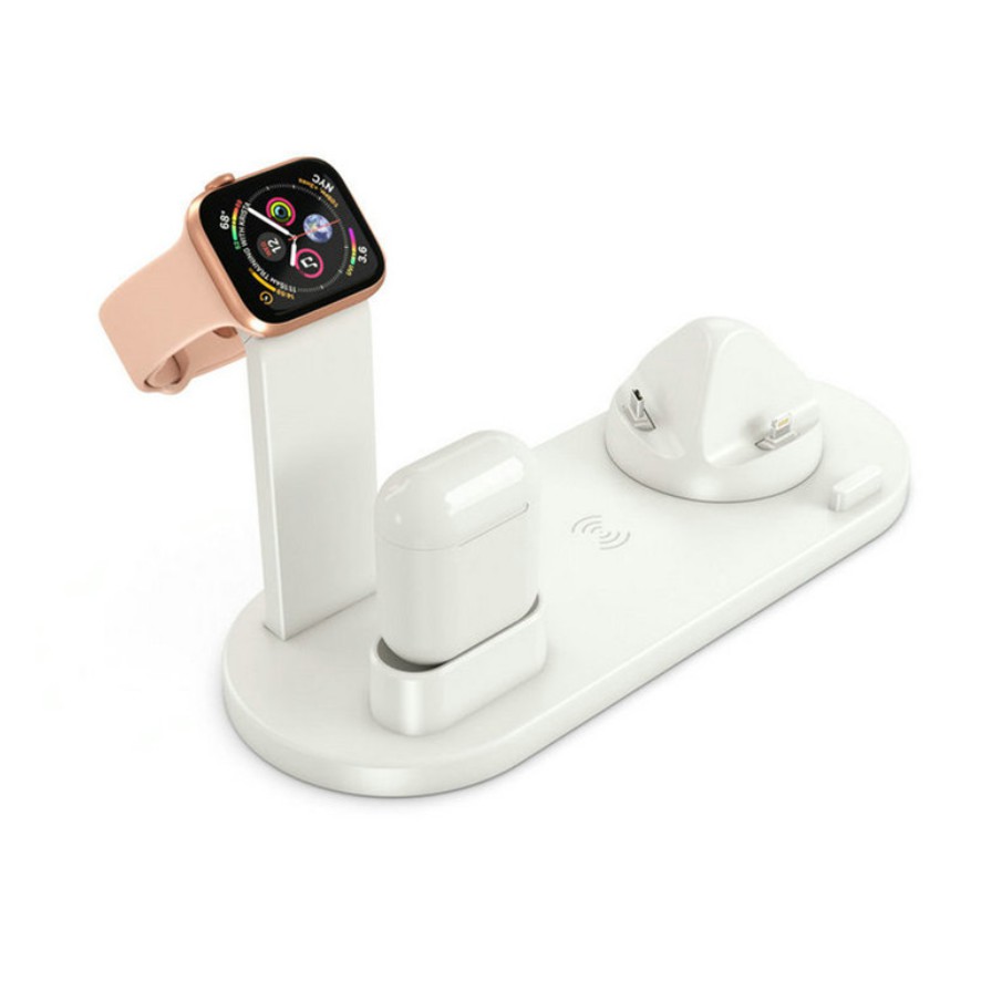 Đế Sạc Không Dây, Sạc Nhanh 4in1 Cho Apple Watch- iPhone- Airpods- Và Các Dòng Điện Thoại Hỗ Trợ Sạc Không Dây Chuẩn QI