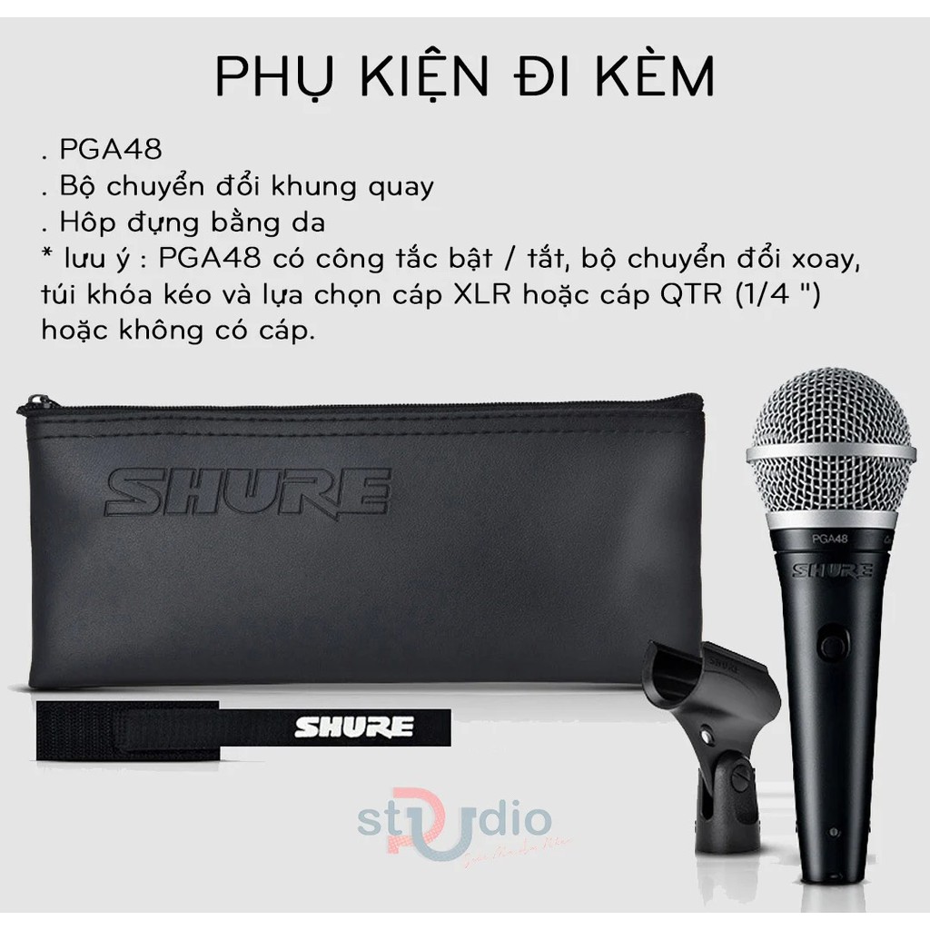 【Chính hãng】Micro Shure PGA48-LC Cardiod Dynamic ✅ bảo hành 12 tháng 1 đổi 1 (trừ phụ kiện)