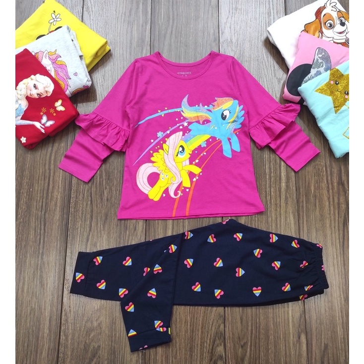 Bộ tay dài Gymborre bé gái phối kiểu Pony, Mickey, Elsa