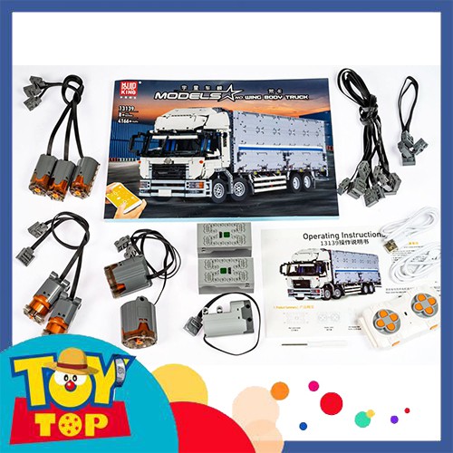 Đồ chơi xếp hình xe ghép Technic xe tải lớn Wing Body Truck có động cơ điều khiển lắp ráp Mould King 13139