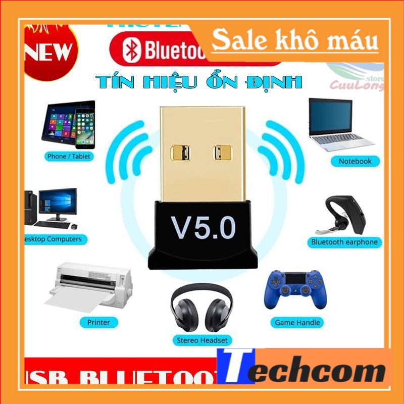 thiết bị tạo bluetooth cho máy tính PC laptop 5.0 LOẠI TỐT bắt sóng cực khỏe và ổn định usb bluetooth 5.0