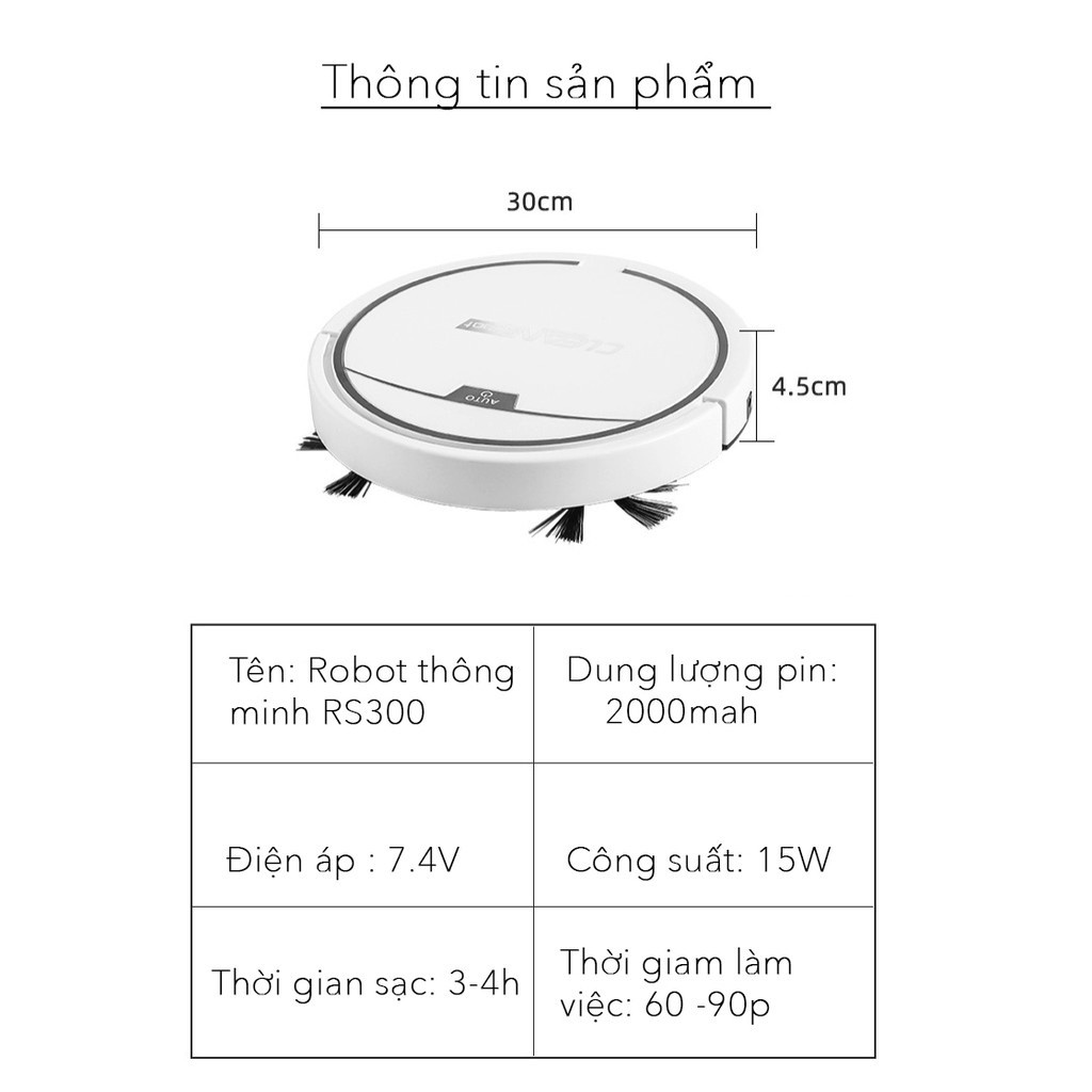 Robot hút bụi lau nhà thông minh Elashome Clean Robot T2 với cảm biến nhạy, có điều khiển dễ dùng