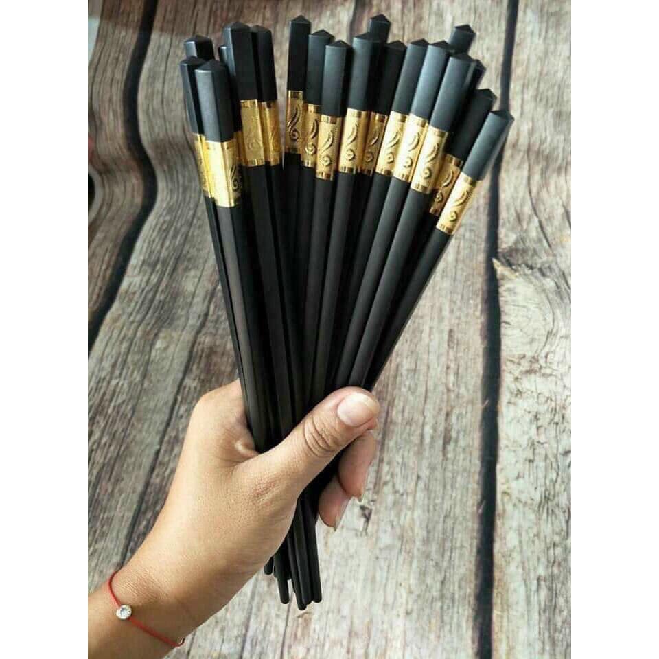 Bộ 10 Đôi Đũa Hợp Kim Mạ Vàng Hàn Quốc