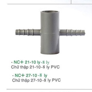 Nối chữ thập, chữ t ra đuôi 10 ly - 8ly pvc
