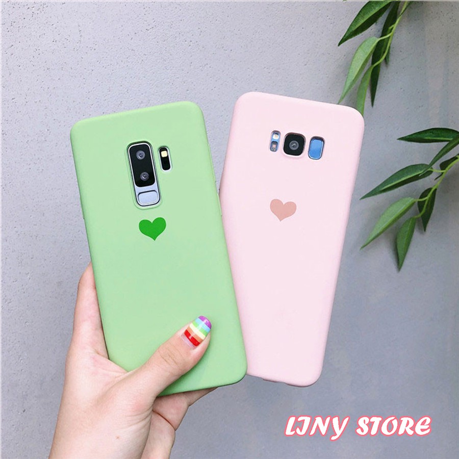 Ốp điện thoại 2 màu Xanh Hồng in hình trái tim cho S8 S8 Plus S9 S9 Plus S10 S10 Plus Note 8 Note 9