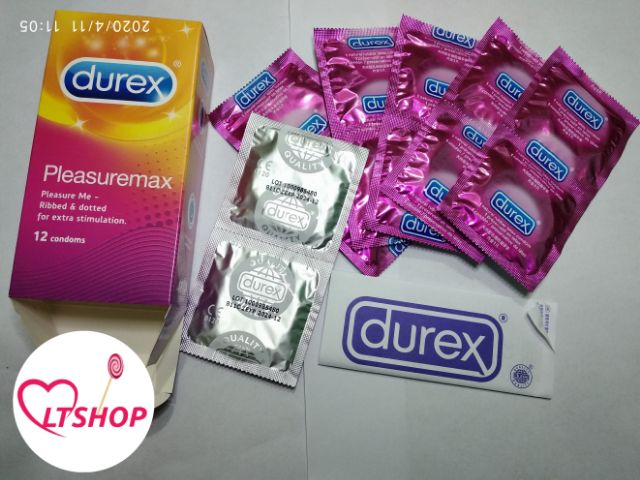 Bao Cao Su Durex Pleasuremax   hộp 12 bao Gân và gai kết hợp 56mm