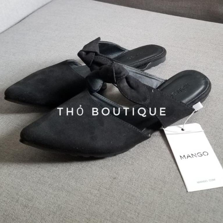 Dép bệt MANGO xuất xịn da lộn nơ đỏ, vàng, be, đen size 37 EXR