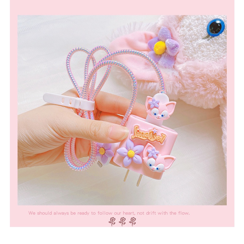 Phụ Kiện Bảo Vệ Dây Cáp Sạc Cho Pink Cute Charger Cover Set compatible iphone 18W/20W 11 12 12pro 12promax 13 13pro 13promax
