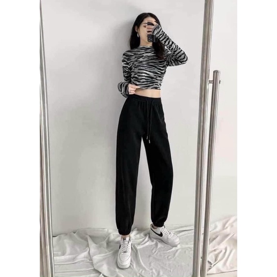 Quần joger nữ ulzzang bo gấu chất tăm mềm loại đẹp