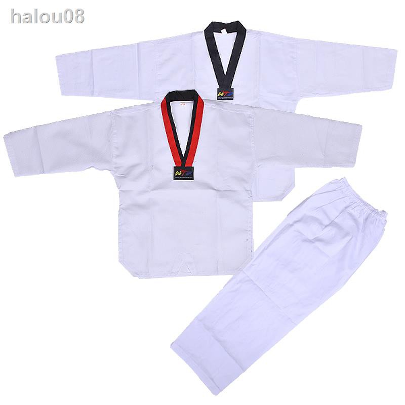 Bộ Đồng Phục Tập Võ Taekwondo Tay Dài Chất Liệu Cotton Dành Cho Người Lớn Và Trẻ Em