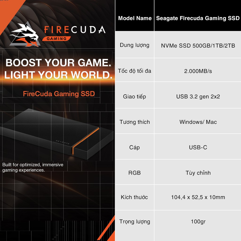 Ổ cứng di động SSD Seagate Firecuda Gaming SSD_USB-C | WebRaoVat - webraovat.net.vn