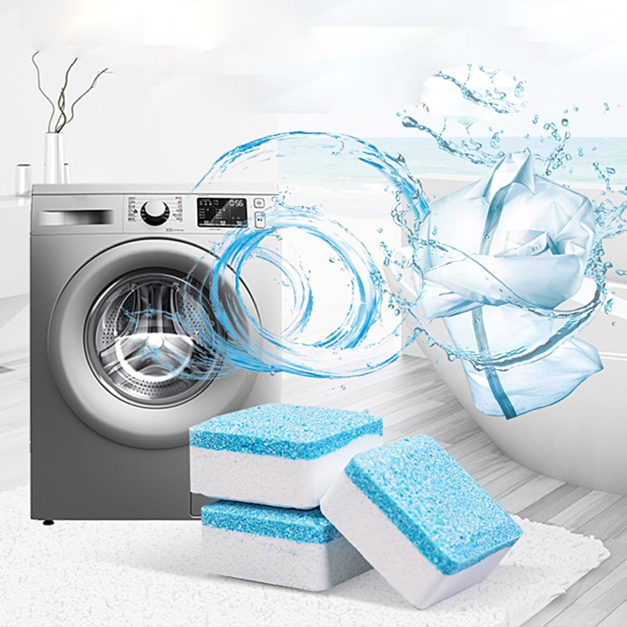 Viên Tẩy Vệ Sinh Lồng Máy Giặt Hộp 12 Viên, Tẩy Sạch Vết Bẩn Vi Khuẩn Bám Trong Lồng Máy Giặt 99%