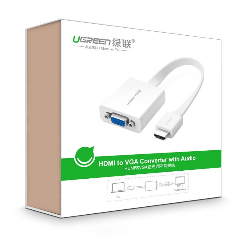 Cáp chuyển đổi HDMI sang VGA dây dẹt tích hợp cổng Audio 3.5mm + Micro USB UGREEN MM103