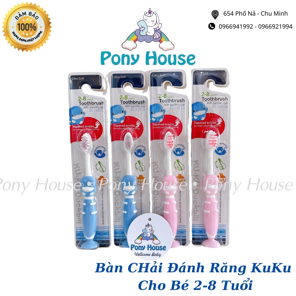 Bàn Chải Đánh Răng KUKU Lông Mềm Cho Bé Tập đánh răng 2 Tuổi Đến 8 Tuổi (Chính Hãng)