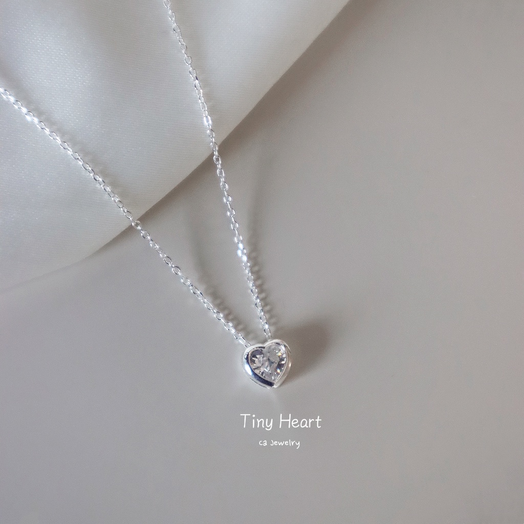 Dây chuyền nữ vòng cổ nữ bạc s925 dây xích mặt khối trái tim pha lê Cá jewelry DC132