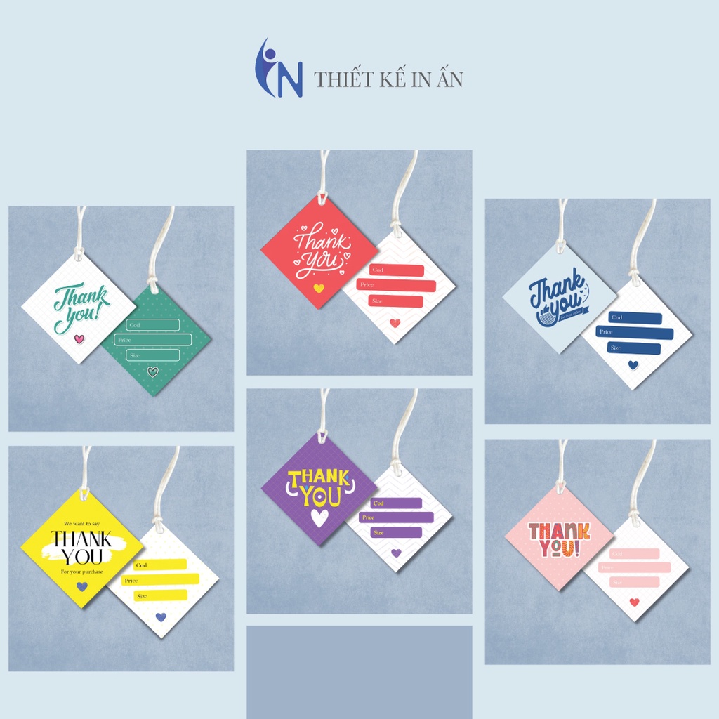 Tổng hợp 100 cái Tag Quần Áo, Mác Treo Quần Áo, Thẻ Treo Thời Trang Size 4,5x4,5cm