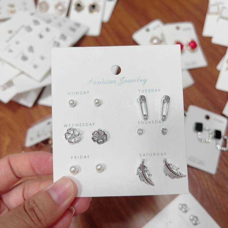 bông tai set 6 đôi ngẫu nhiên giá siêu hạt dẻ