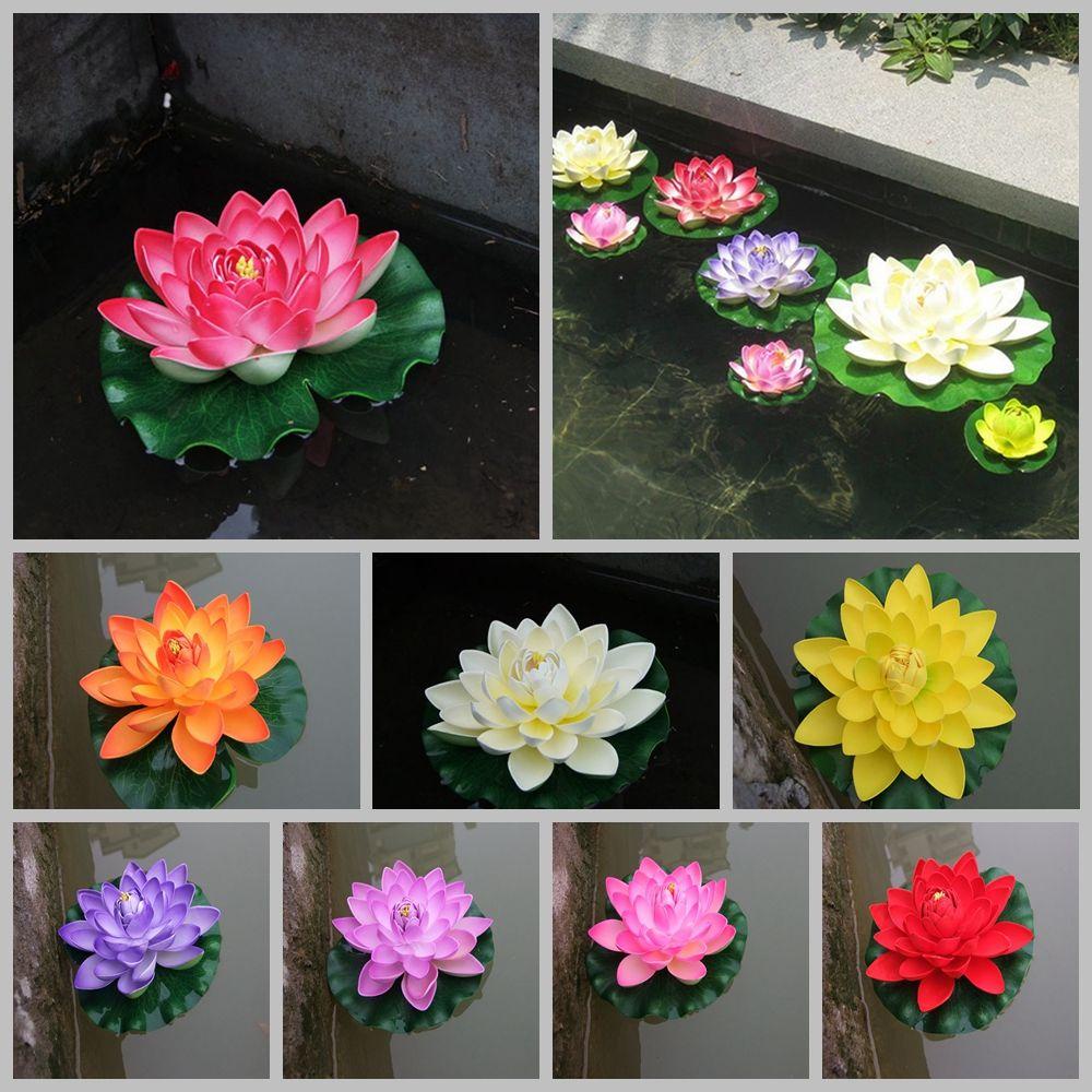 Lá Sen Giả Nổi Trên Mặt Nước Bằng Xốp 28cm Màu Xanh Lá Cây