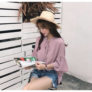 ÁO KIỂU TAY BÈO THẮT NƠ
