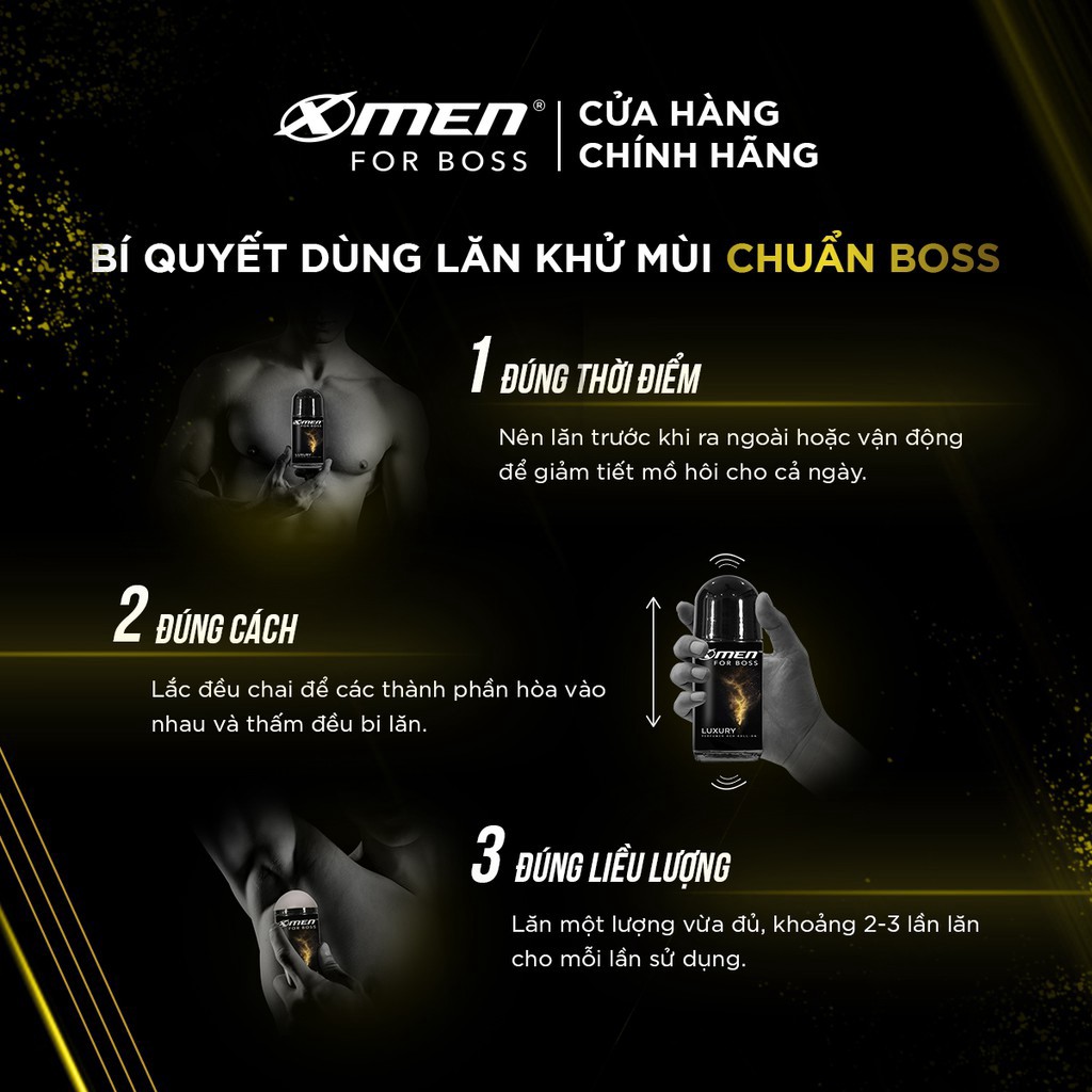 Bộ 2 Lăn khử mùi Xmen for boss 50ml Hương Sang Trọng Luxury