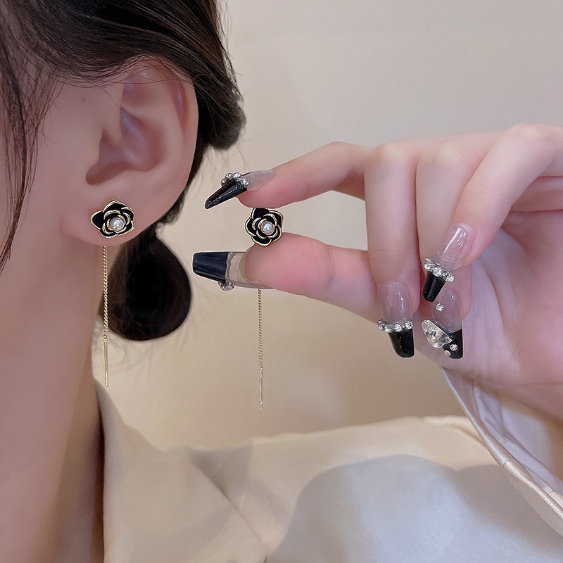 Bông Tai Dáng Dài Hình Hoa Trà Phong Cách Retro Pháp Thời Trang Cao Cấp Hàng Mới 2022