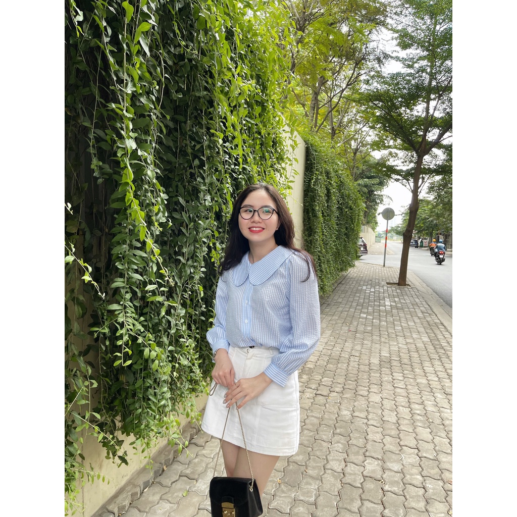 Áo cổ sen sọc - Xanh [A022 - Senbe Clothing] | BigBuy360 - bigbuy360.vn