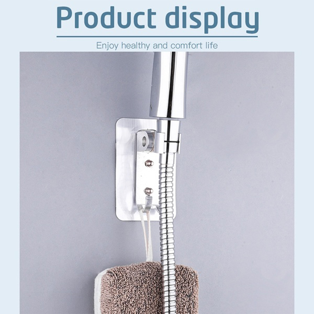 ❤LANSEL❤ Wall Mounted Storage Rack 90º Adjustable Bathroom Accessories Shower Head Bracket Fitting Self-Adhesive Holder No Punching Non-Trace Stand