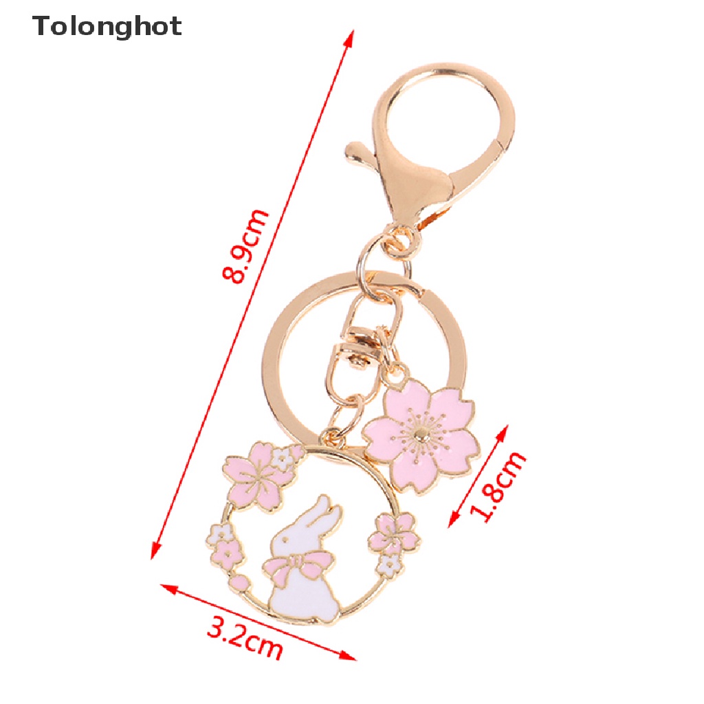 Móc Khóa Tráng Men Hình Thỏ / Mèo / Hoa Dễ Thương