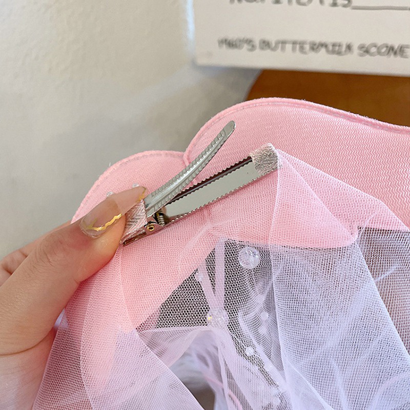 Phụ Kiện Kẹp Tóc Vải Lưới Ba Chiều Kiểu Công Chúa Đáng Yêu Dành Cho Bé Gái